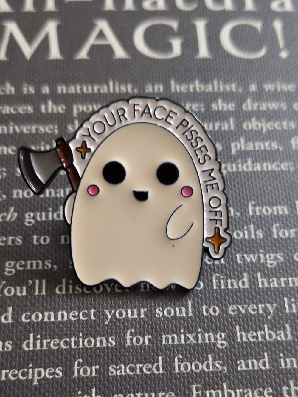 Cute Ghost Enamel Pin - Cream Ghost with Pink Cheeks
